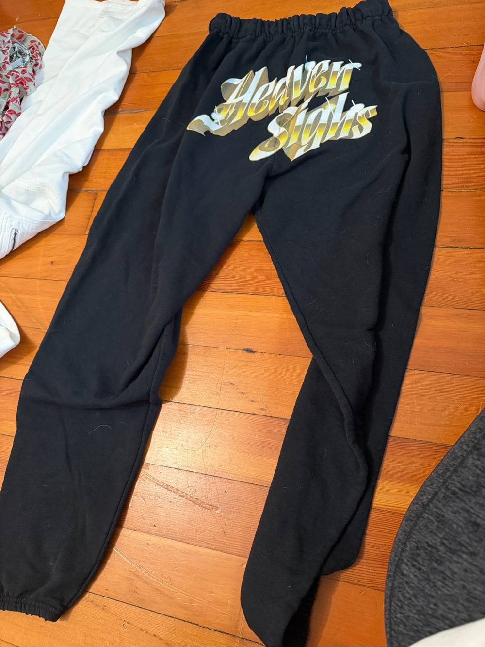 Black Kids Sweatpants with Gold Script Graphic